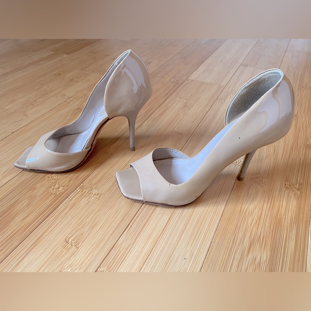 Aldo Cream Open Toe Patent Heel - Picture 2 of 7